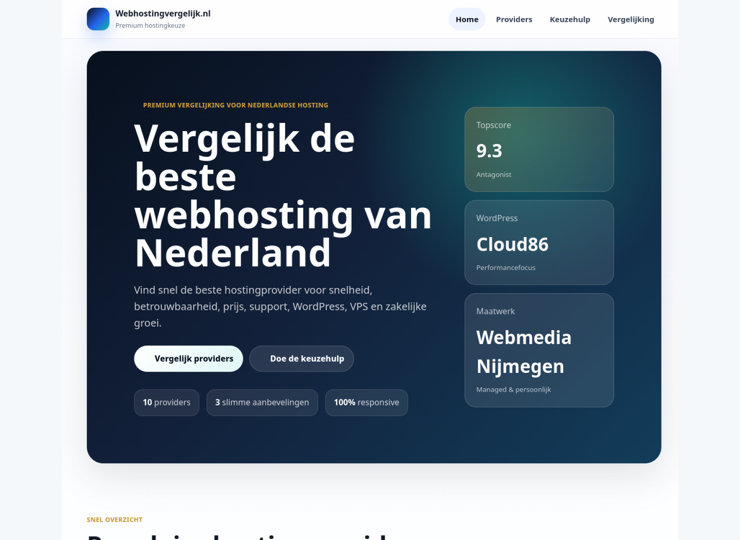 Screenshot van Webhostingvergelijk.nl